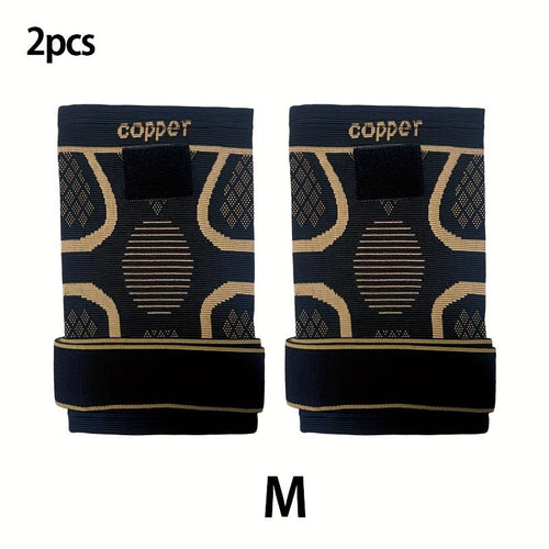 (2 Pack) Copper Knee Braces with Strap for Knee Pain Women and Men, Knee Compression Sleeve for Arthritis, ACL, Meniscus Tear, Joint Pain Relief, Knee Support for Working, Running,