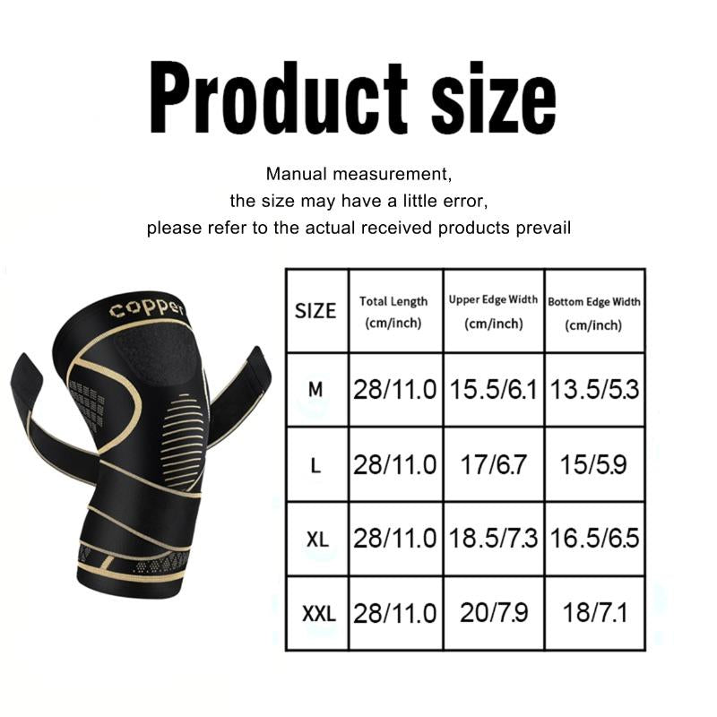 (2 Pack) Copper Knee Braces with Strap for Knee Pain Women and Men, Knee Compression Sleeve for Arthritis, ACL, Meniscus Tear, Joint Pain Relief, Knee Support for Working, Running,